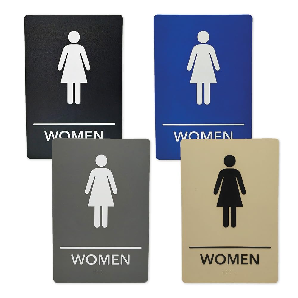 ADA-Compliant Wayfinding Signs &#x2013; Durable, Non-Glare, Scratch-Resistant &#x26; Ready to Install. Featuring Grade 2 Braille &#x26; Raised Tactile Text, These Premade Signs Ensure Easy Compliance for Businesses 2 Pack