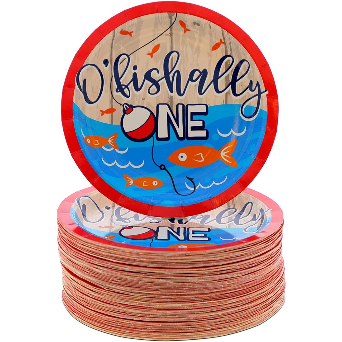 O&#x2019;fishally One Paper Plates for 1st Birthday Party (7 Inches, 80 Pack)