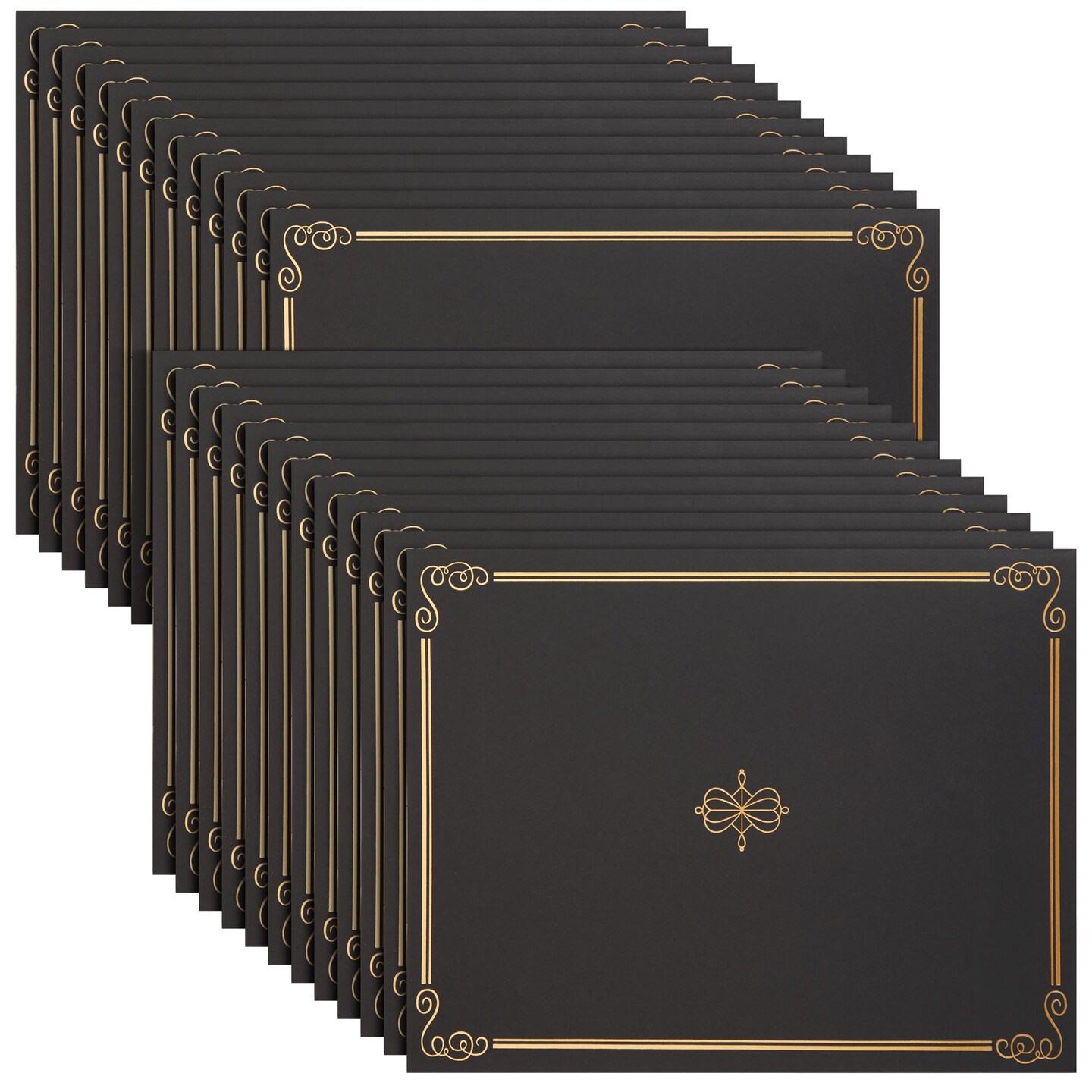 24-Pack Black Certificate Holders with Elegant Gold Foil Design for Letter-Size 8.5 x 11 Documents, Achievements, Certificates, Graduation Diploma Cover (11.2 x 8.8 in)