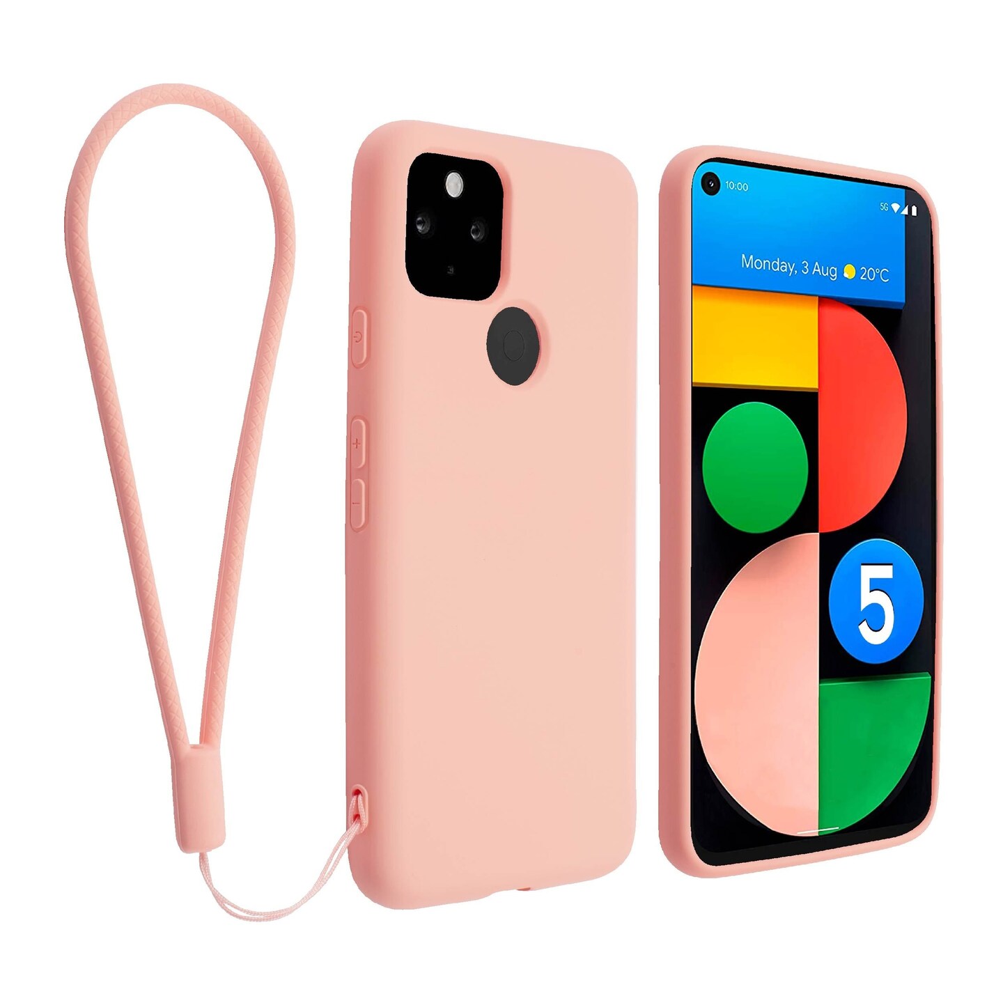 Insten Liquid Silicone Case For Google Pixel 5 (2020) Soft Microfiber Lined Full Body Protective Slim Cover, Pink