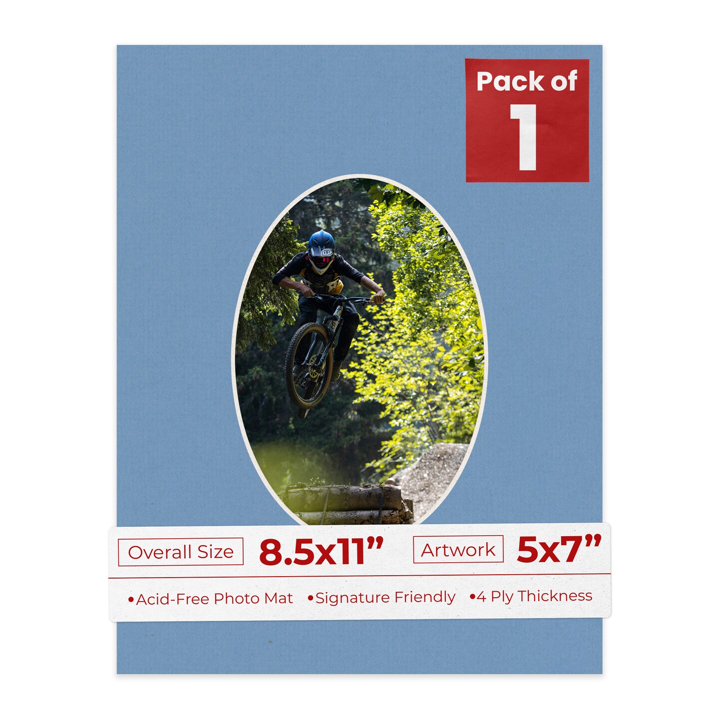 Brittany Blue Mat Board for 8.5x11 Frames - Oval Opening for 5x7 Photos