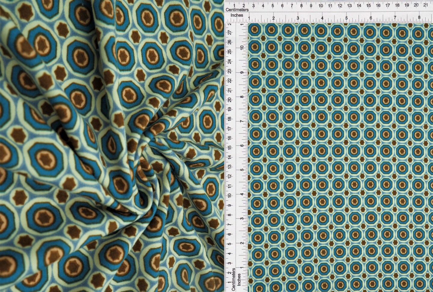 1 Yard DTY Brushed Geometric Knit Fabric, Soft Stretch Lightweight 58/60" Wide