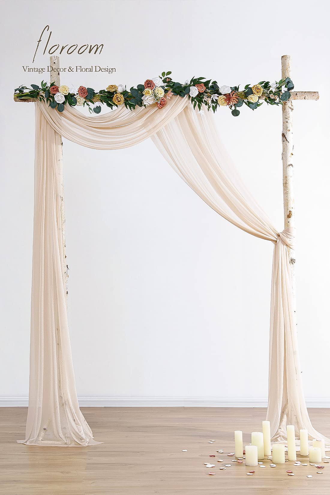 Wedding Arch Draping Fabric 2 Panels 20Ft Nude Chiffon Fabric Drapes Arbor Drapery Wedding Ceremony Reception Swag Decorations
