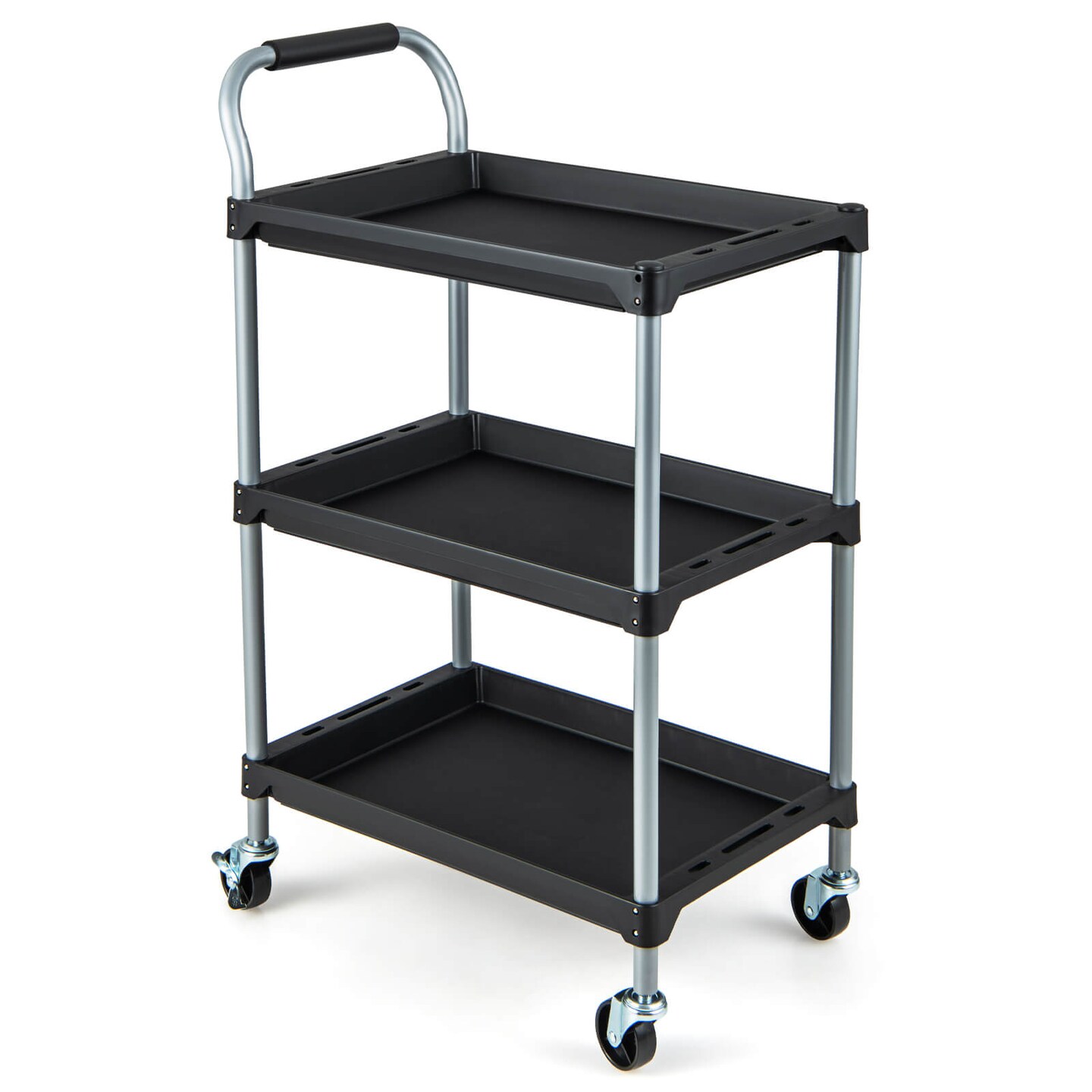 Costway 3 Layer Utility Rolling Tool Cart with Lockable Universal Wheels Ergonomic Handle