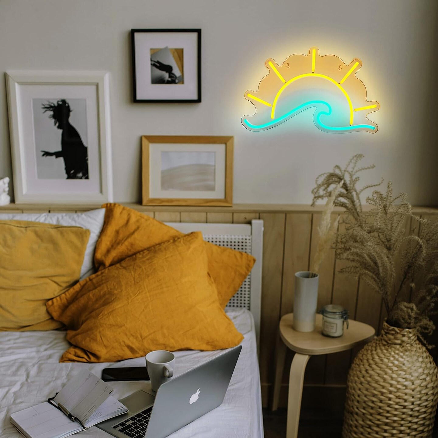 Summer Tropical Sunset Neon Wall Decor – LED Sunrise Over the Sea Wall Light for Bedroom, Living Room, Kitchen, and Summer Decor