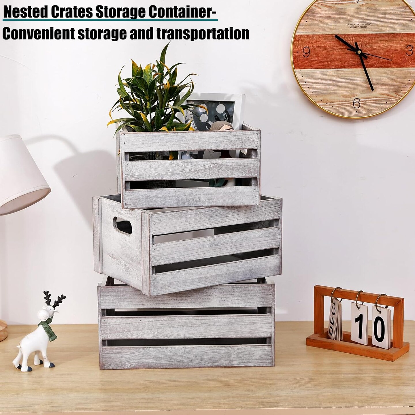 Set of 3 Storage Crate Decorative Wood Crates