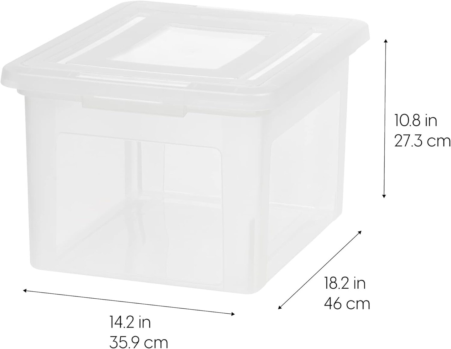 IRIS USA Plastic File Boxes With Lids for Letter/Legal File, Clear 35 Qt. 1 Pack