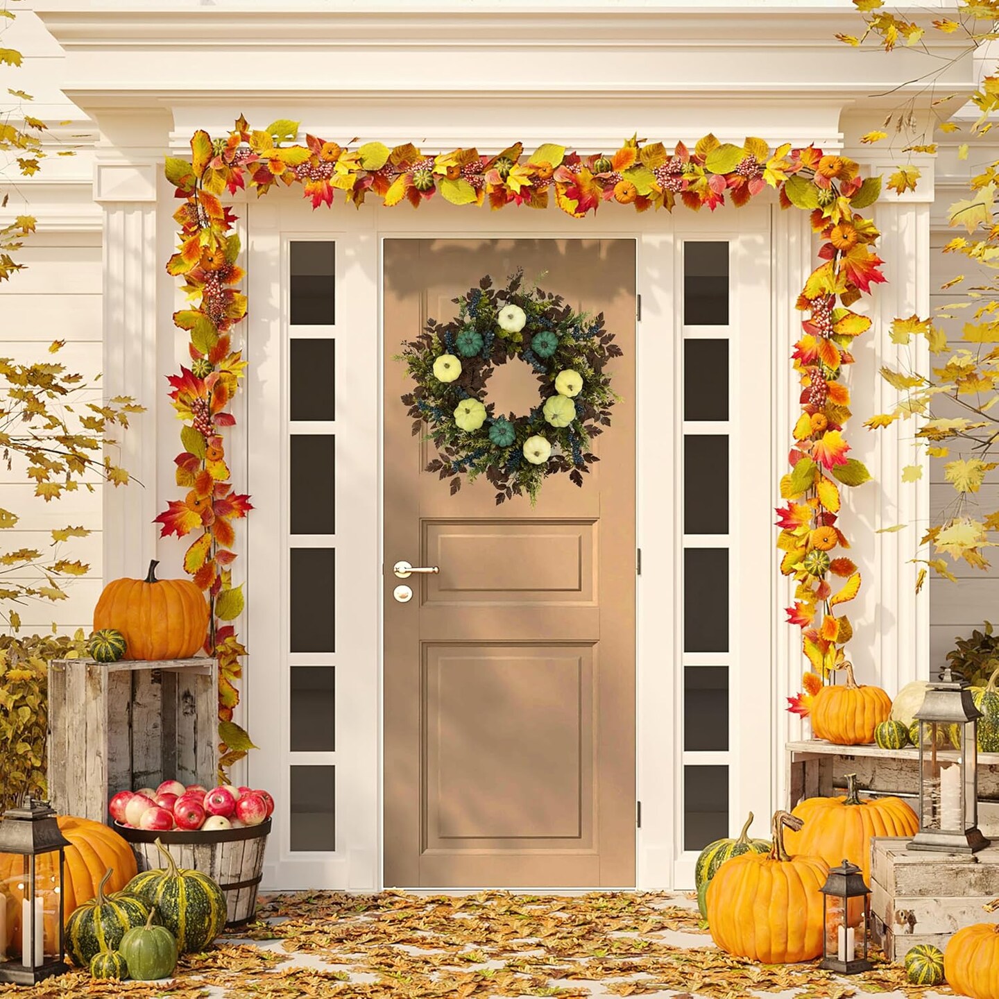 24 Inch Fall Wreath with Pumpkins
