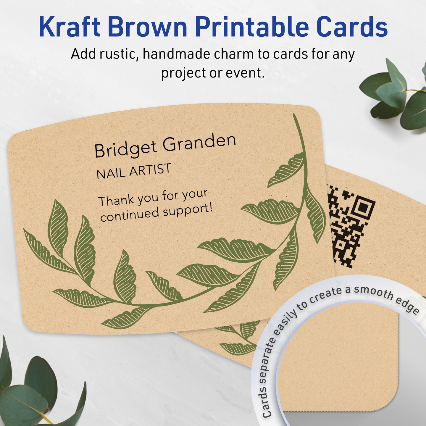 Avery Printable Arched Rectangle Flat Cards, Sure Feed Technology, 5" x 7", Matte Kraft Brown Cardstock, Laser/Inkjet Printable, 20 Total, Great for Product Branding, Marketing, and More