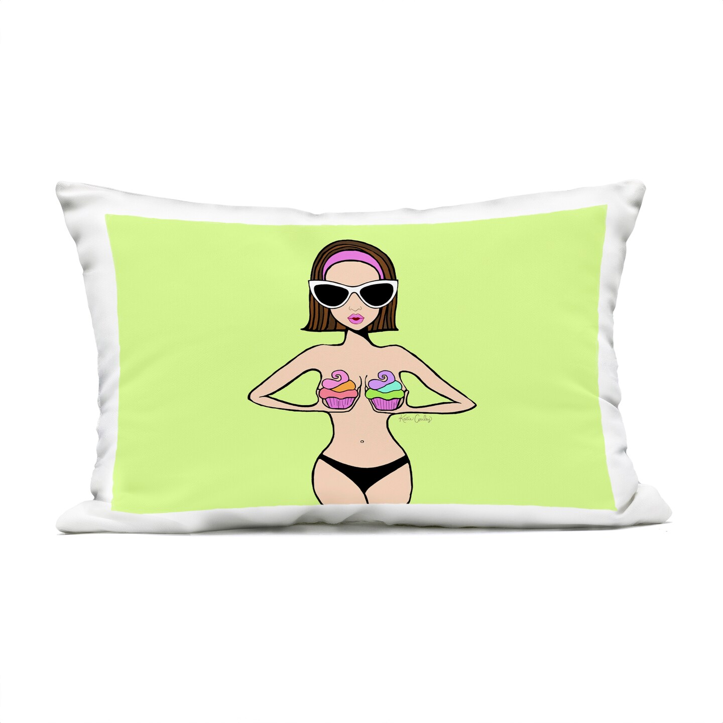 Stupell Industries Glam Summer Gal & Cupcakes Outdoor Printed Pillow design by Katie Conley, 14 x 7 x 20
