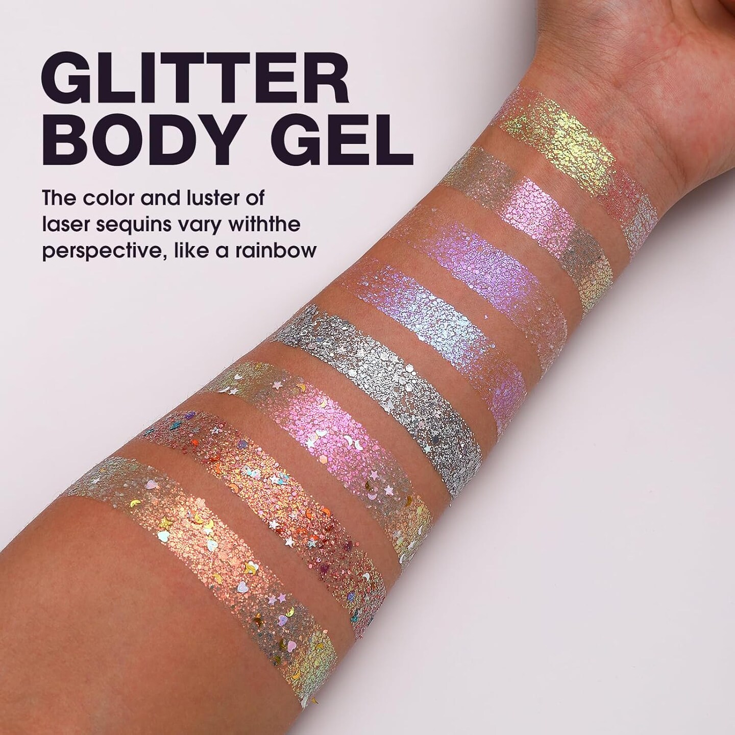 8 Colors Face &#x26; Body Glitter Palette - Holographic Changing Sparkling Mermaid Sequins for Women Girls Music Festival Party Rave Makeup(#A)