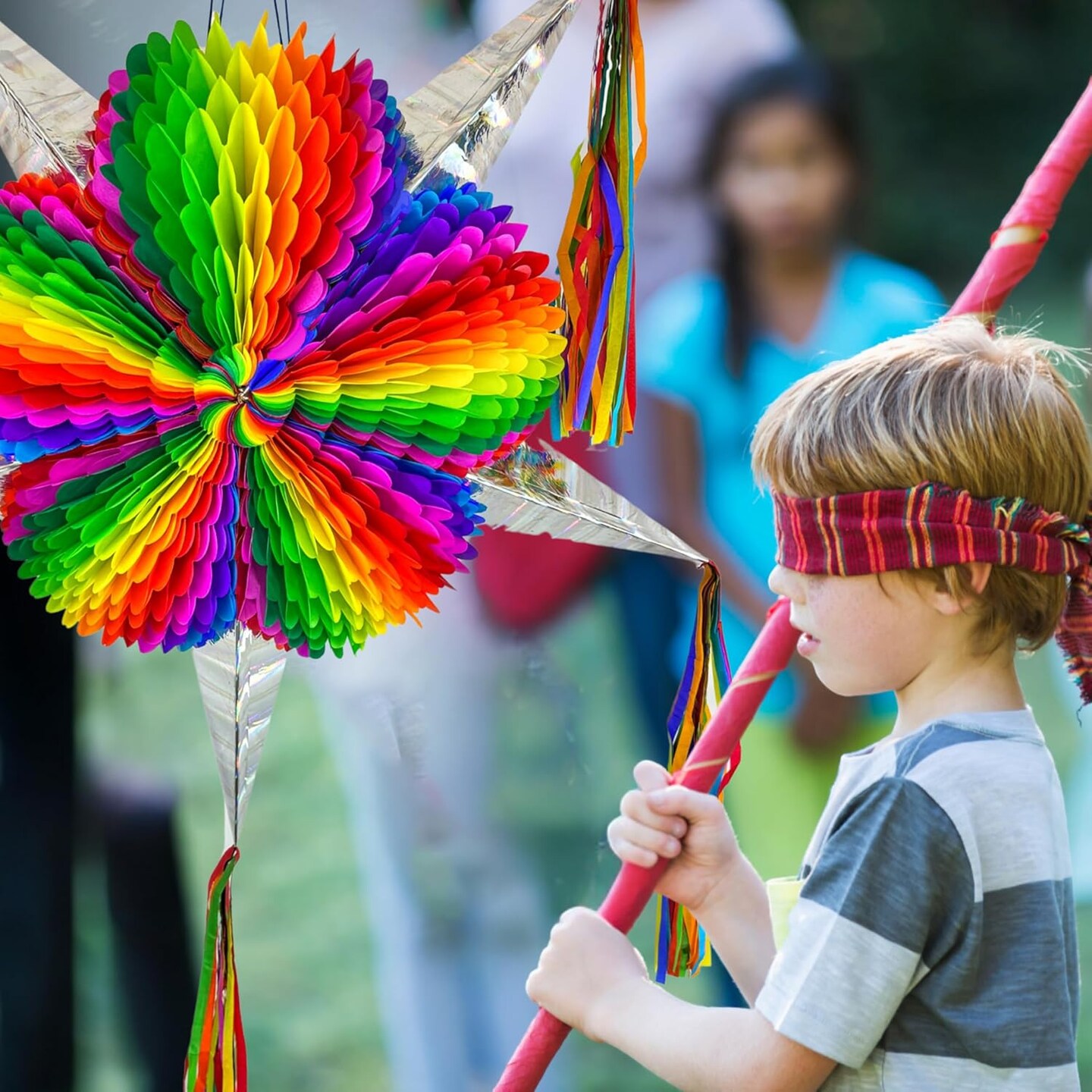 Mexican Star Pinata (33&#x22; Jumbo) with 30-ft Rope | Rainbow Mexican Pi&#xF1;ata | Large Handmade Pi&#xF1;ata for Cinco de Mayo, Birthday Parties, Fiesta Celebrations