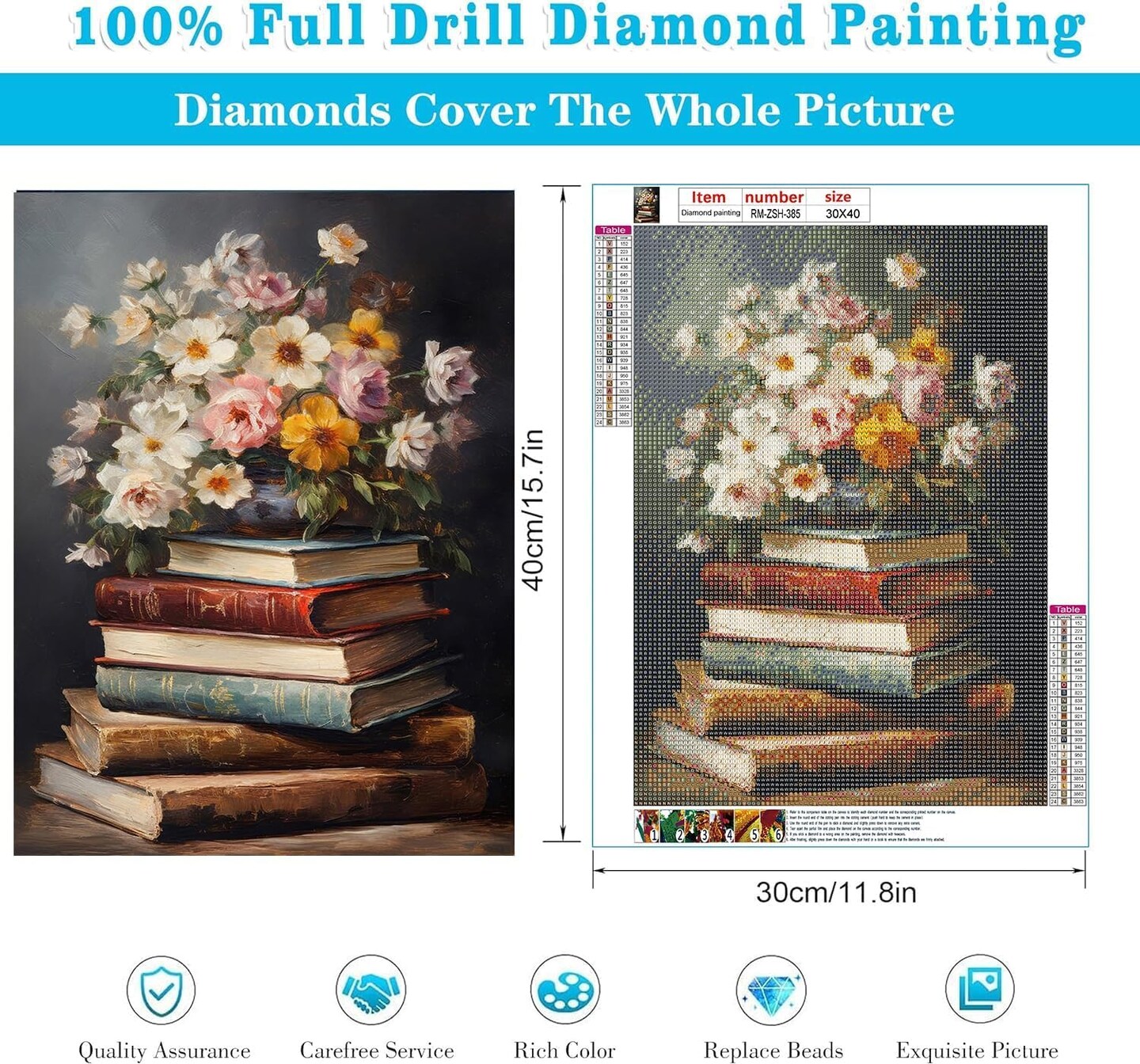 Vintage flower Diamond Art Painting Kits for Adults