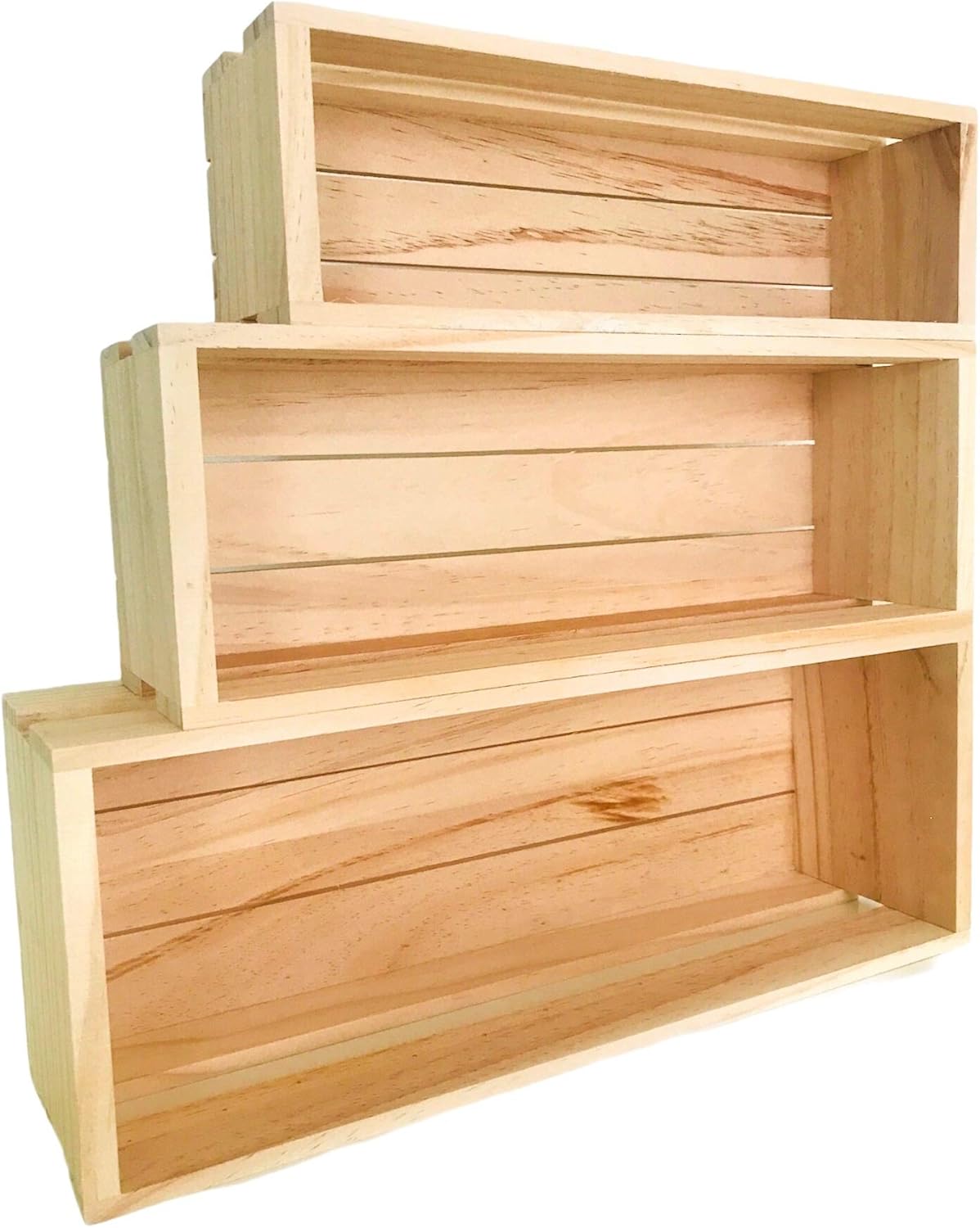 3 Pack Wood Craft Crate Caddy Set for Nesting