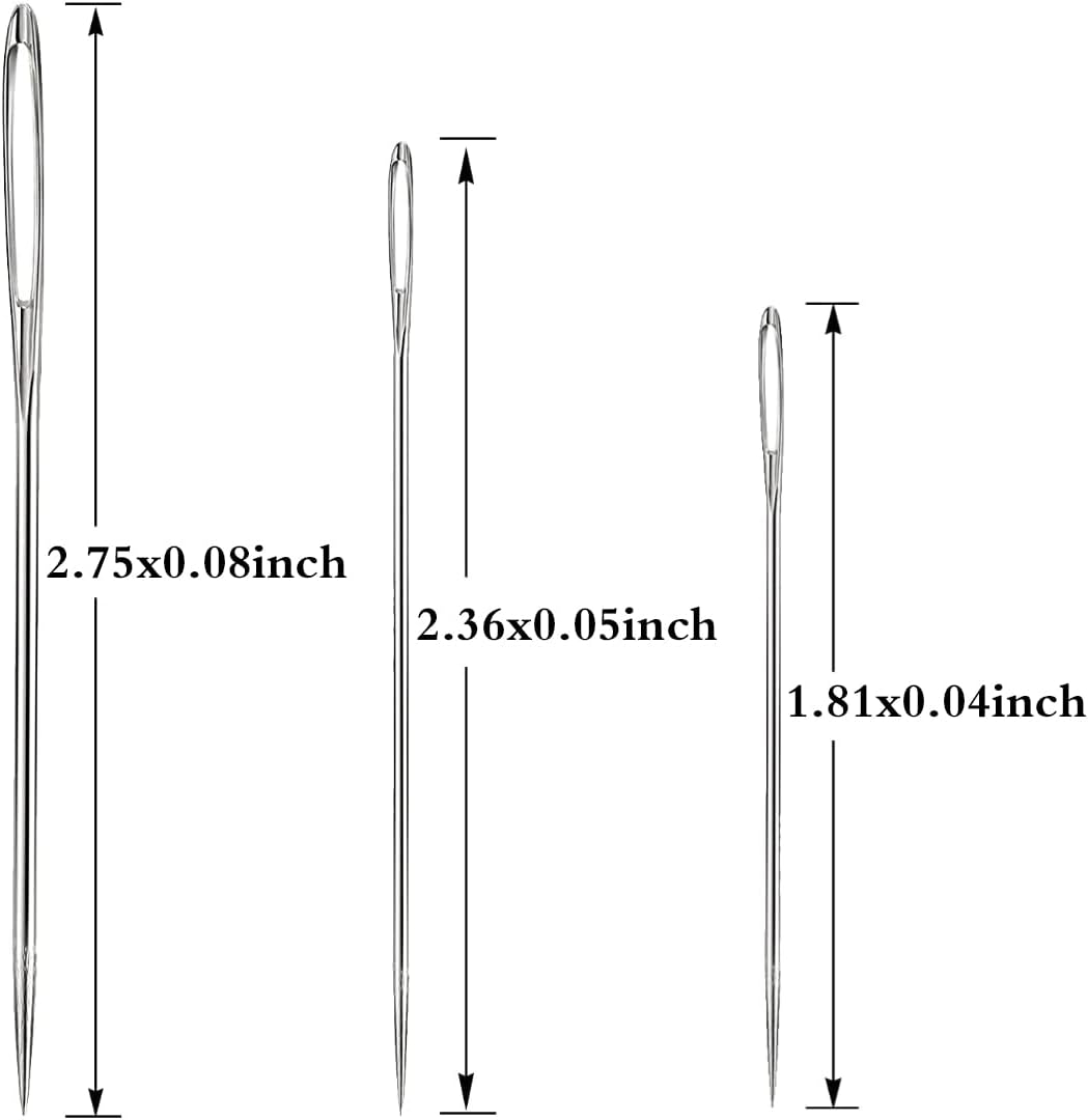 18 Pieces Large Eye Sewing Needles, Handmade Yarn Knitting, Sharp Stainless Steel Embroidery Thread Needle for Leather and Tapestry