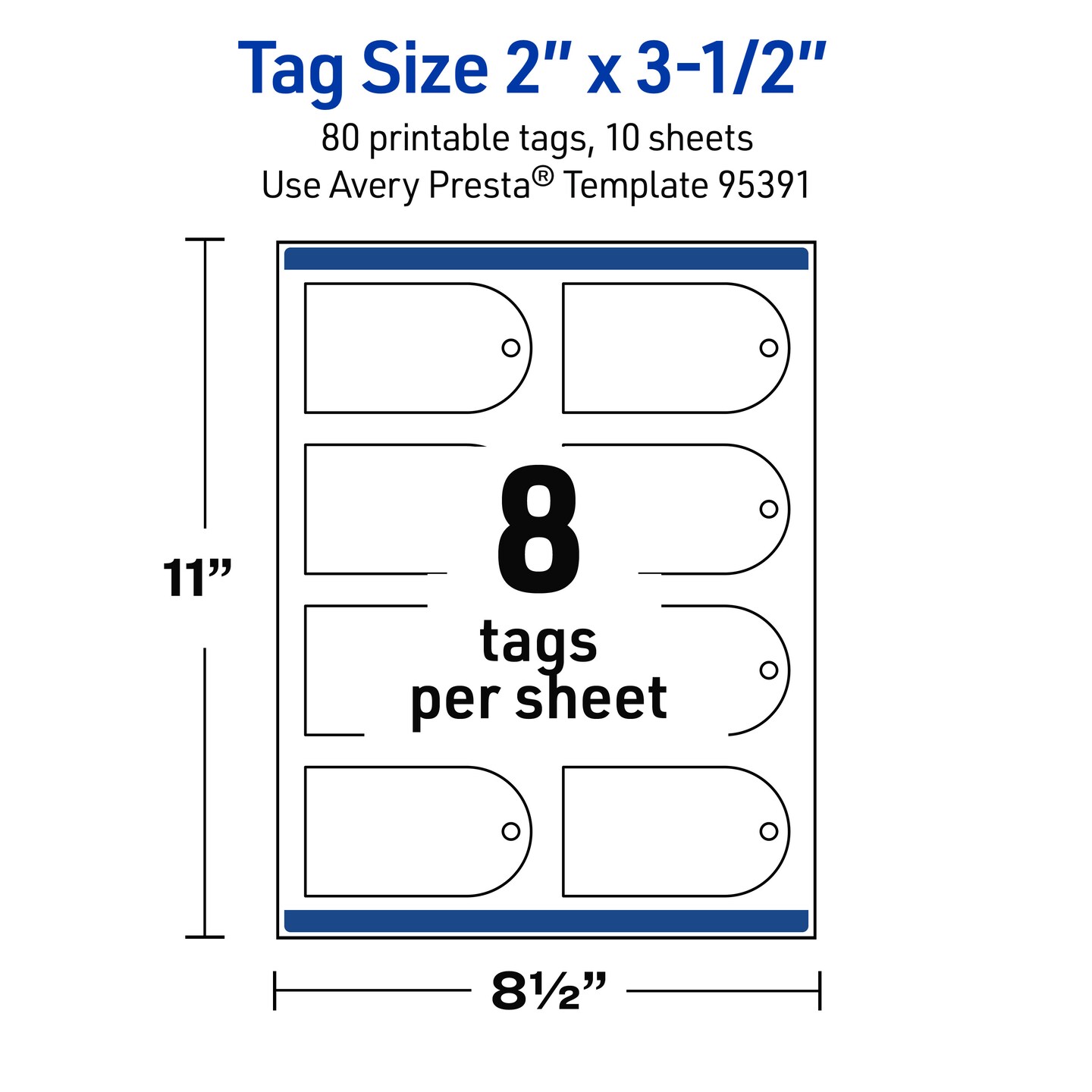 Avery Printable Arched Printable Tags, Sure Feed Technology, 2" x 3-1/2", Matte White Cardstock, Print-to-The-Edge, Laser/Inkjet Printable, 80 Total