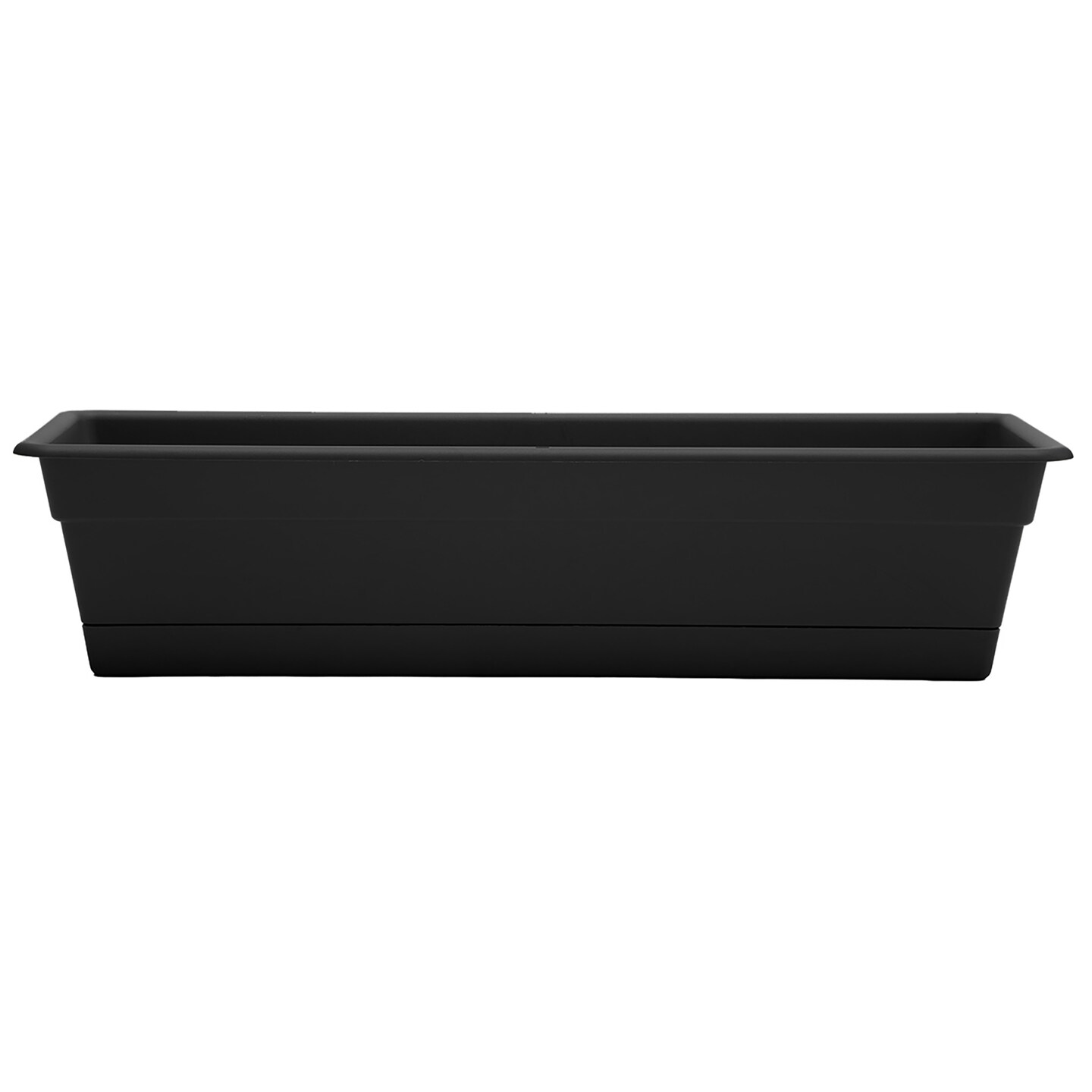 Bloem Dura Cotta Window Box Planter: 24&#x22; - Black - With Tray, Weatherproof Resin Box, Removable Tray For Indoor &#x26; Outdoor Use, Gardening, 3 Gallon Capacity