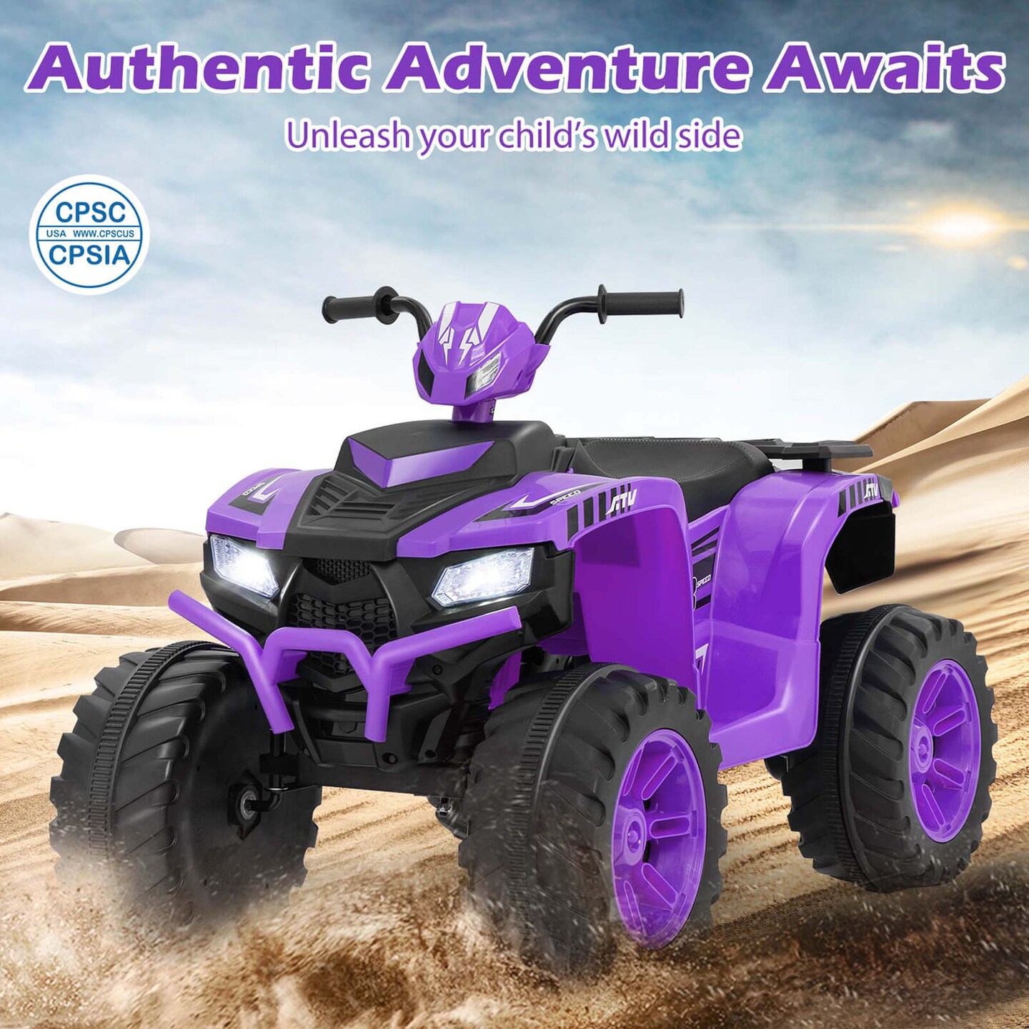 Honeyjoy 24V Kids Ride-On Electric ATV 4-Wheeler Quad Car with Wireless Connection Black/Blue/Pink/Red/Purple