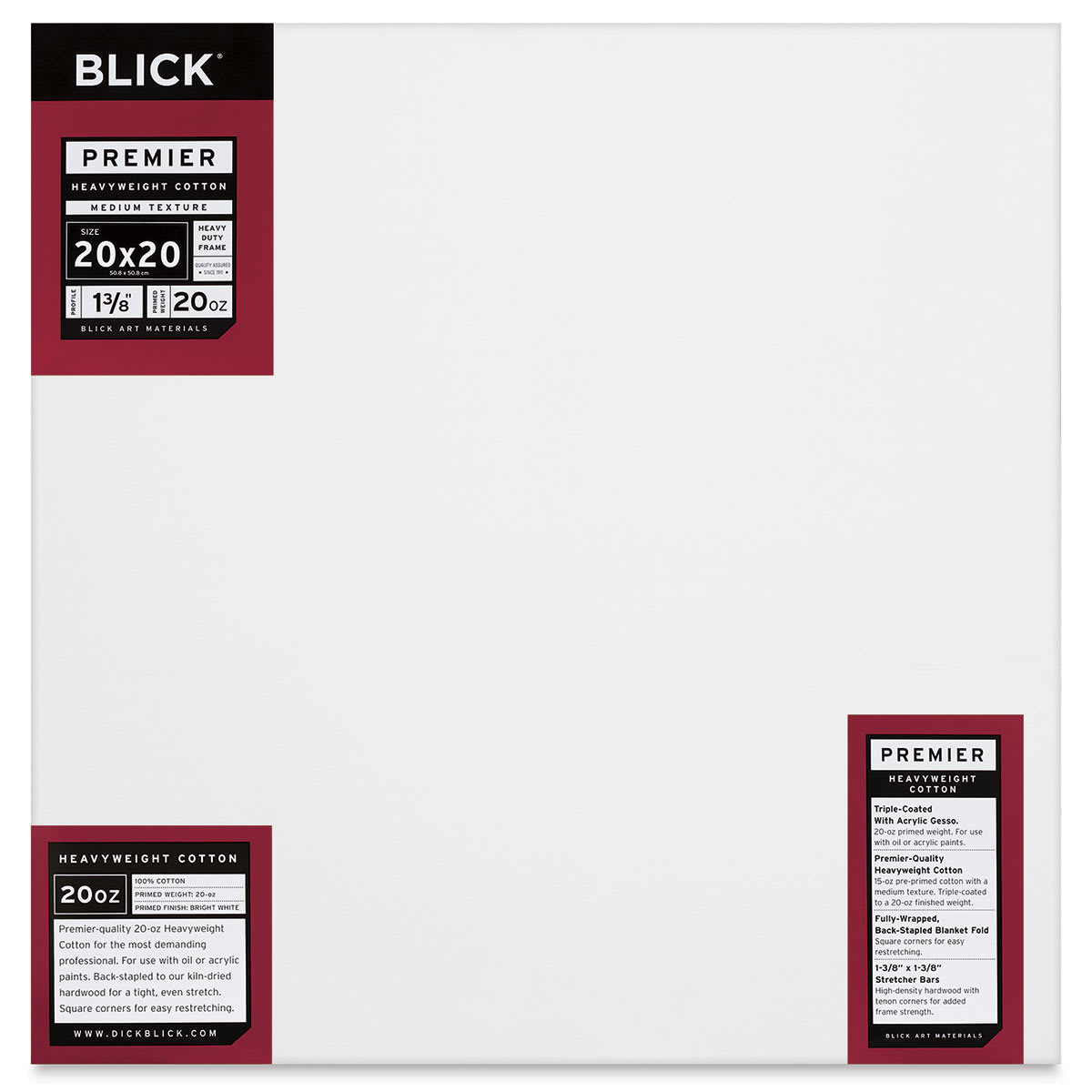 Blick Premier Heavyweight Stretched Cotton Canvas - 30" x 30", 1-3/8" Profile