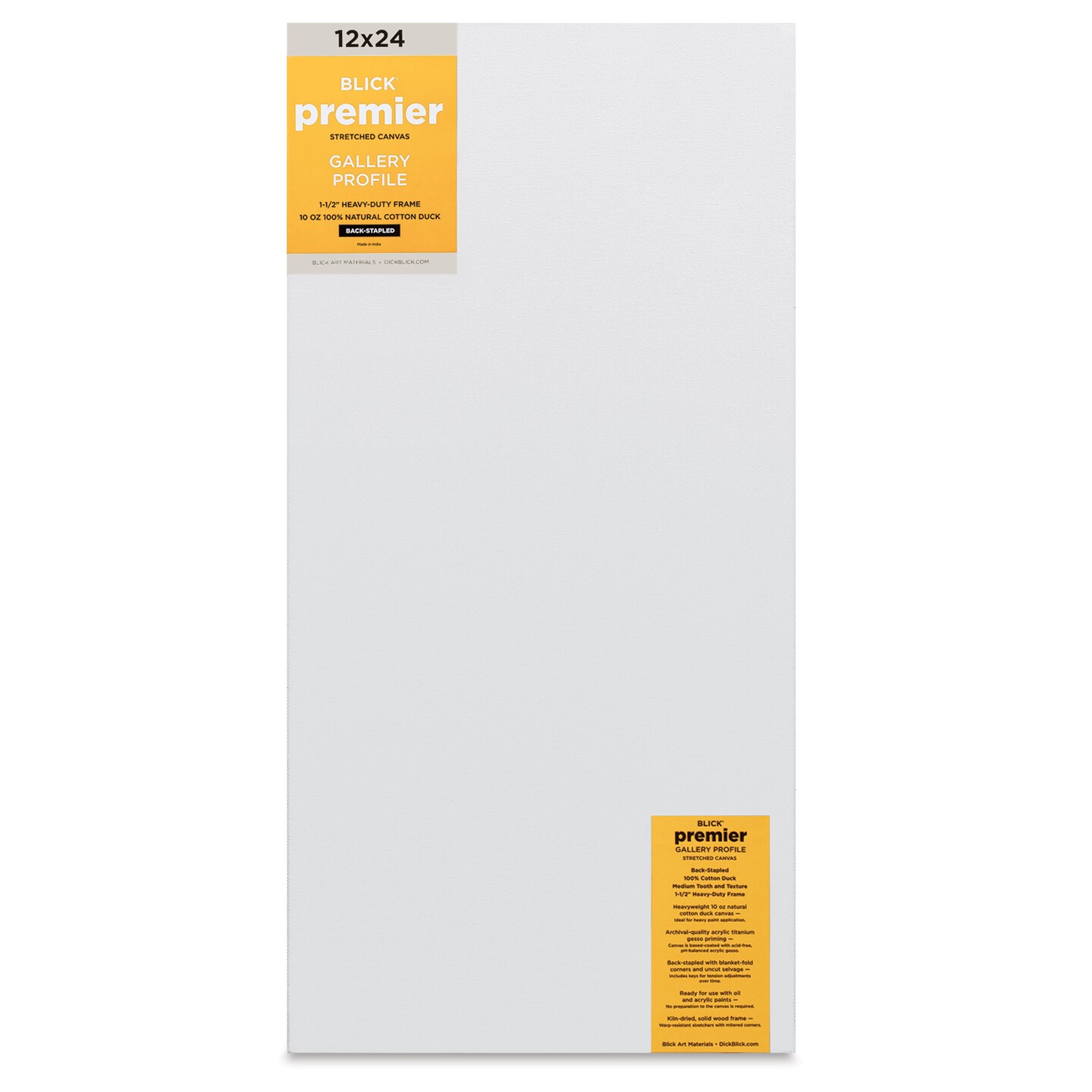 Blick Premier Stretched Cotton Canvas - Gallery Profile, Back-Stapled, 12" x 24"