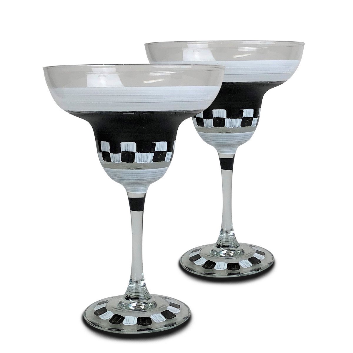 Golden Hill Studio Black And White Checkered Margarita S/2