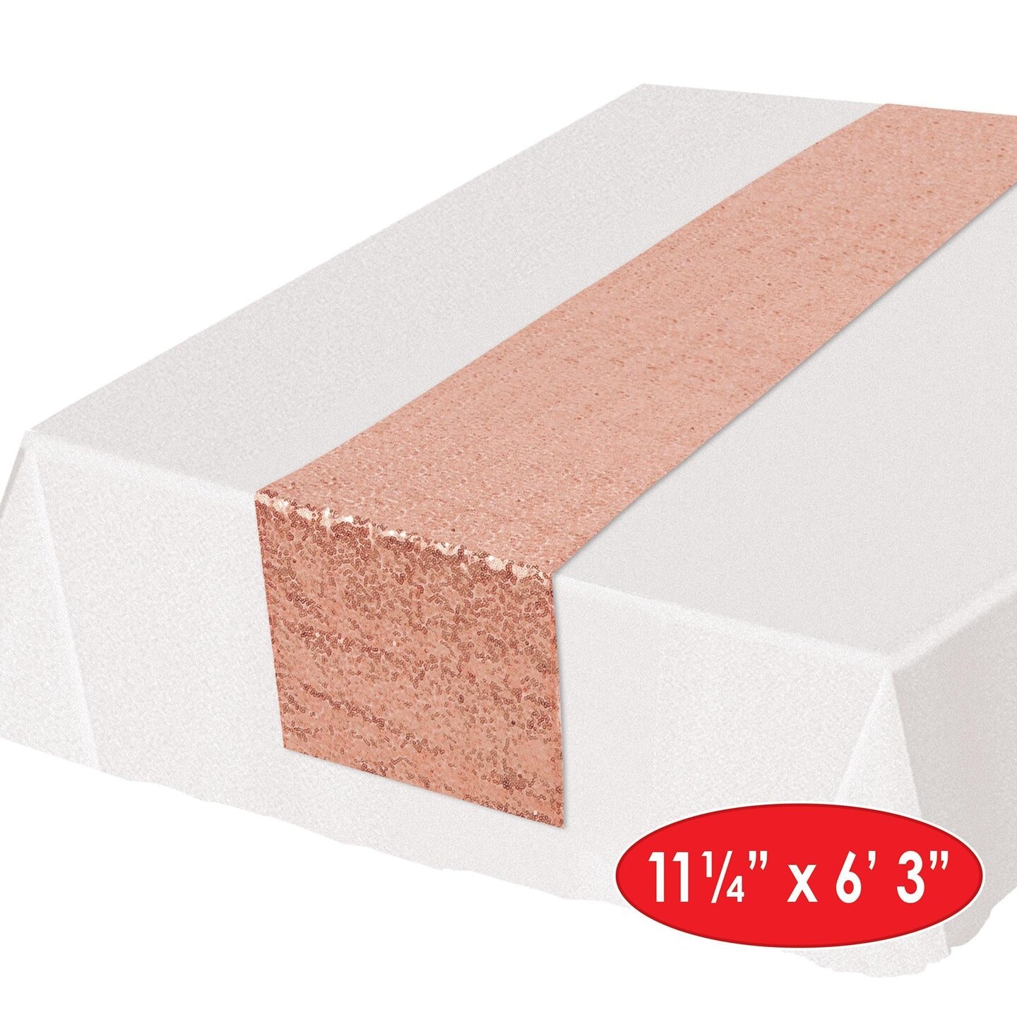 12 Pack Beistle Sequined Party Table Runner - rose gold
