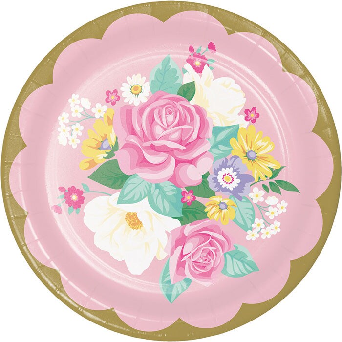 Floral Tea Party Paper Plates (8/Pkg)