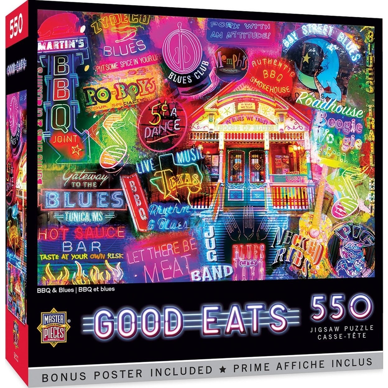 Good Eats Bbq And Blues 550 Piece Jigsaw Puzzle 24X18 Southern Charm Recycled Material