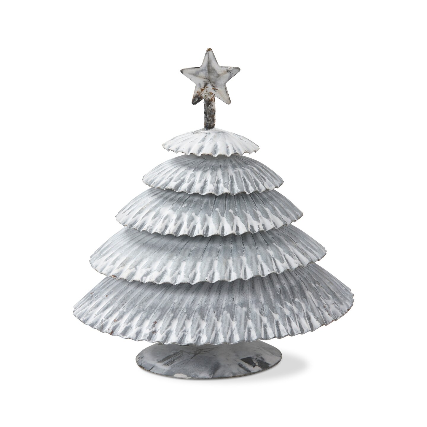 Gray Crimped Tin Tree with Star Tree Topper Tabletop Decoration Short 6 ...
