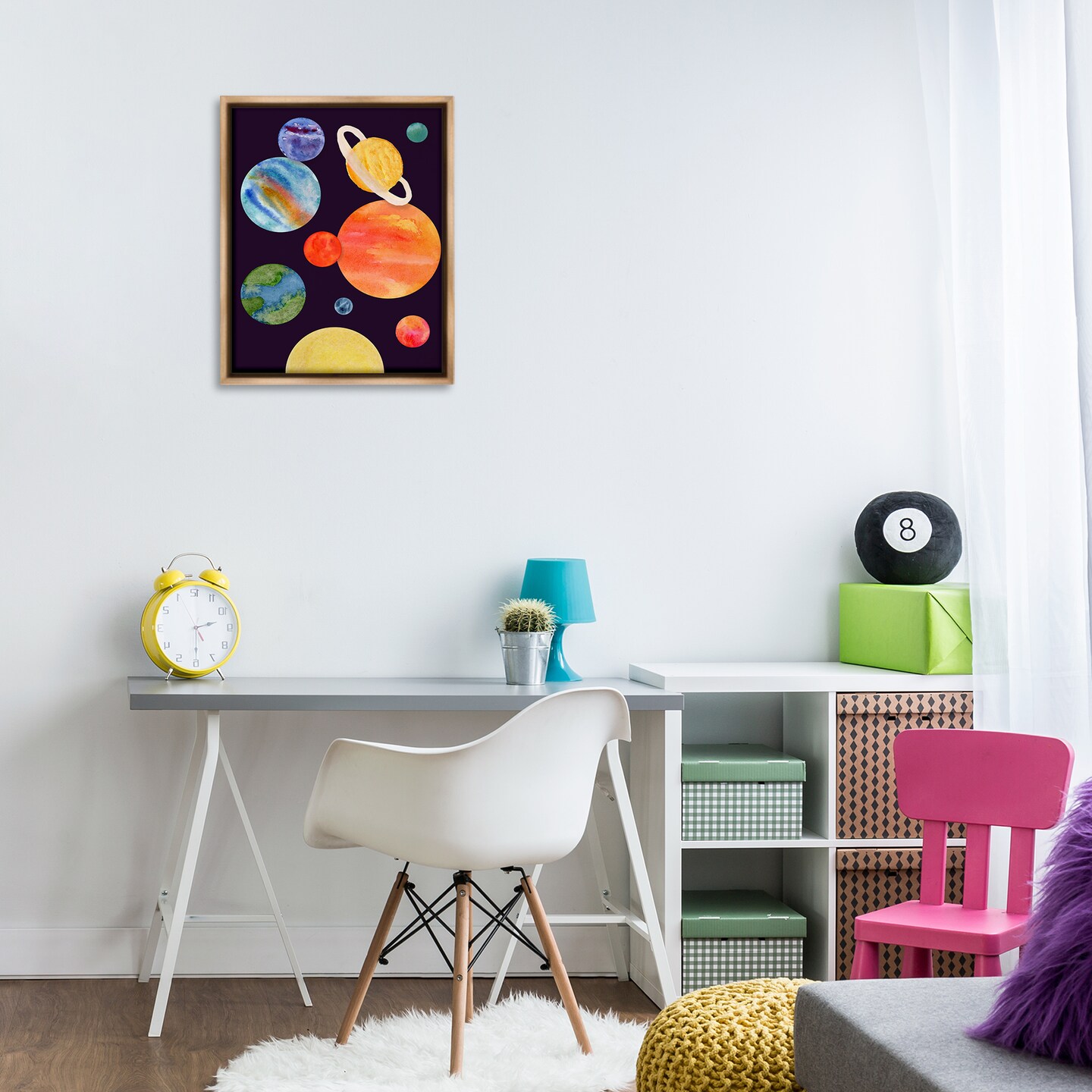 Stupell Industries Watercolor Planets on Black Floating Frame Design by Corinne Rose Designs