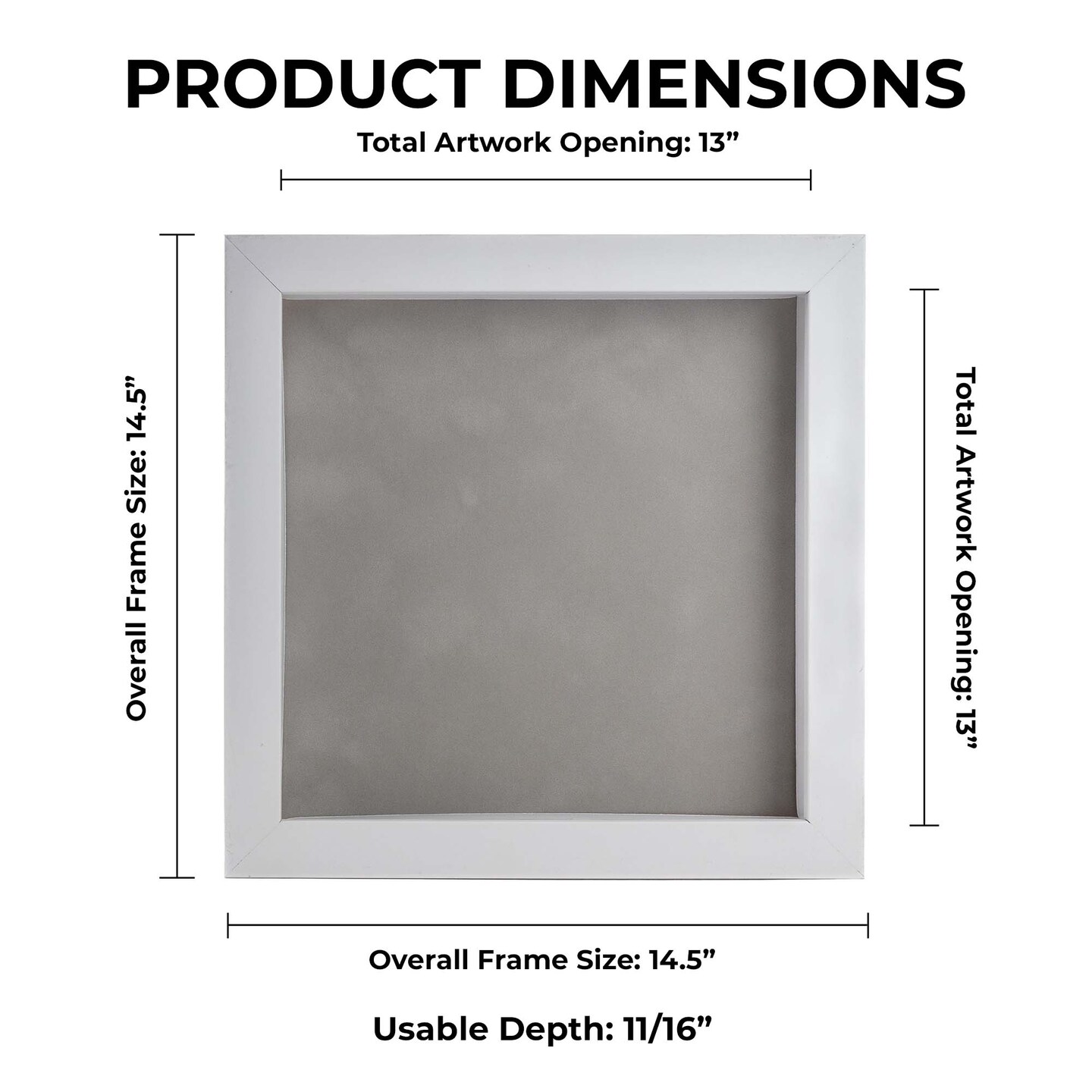 Classic White Wood Shadown Box Frame with Acrylic Front - Light Brown Suede Backing, 30 Sizes