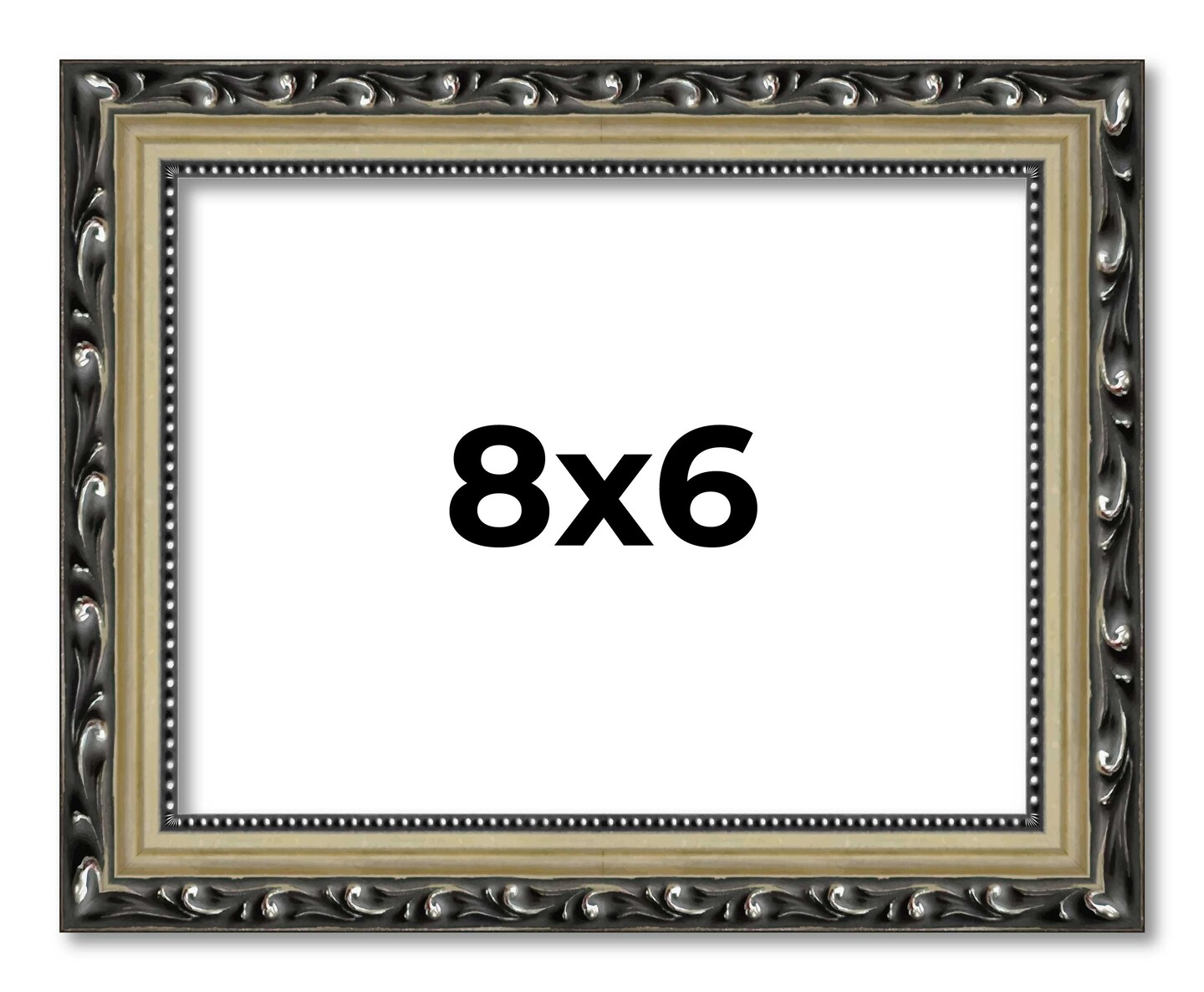 8x6 Solid Wood Antique Picture Frame with UV-Resistant Acrylic & Acid-Free Backing, Available in 4 Finishes: Bronze, Gold, Silver, and Gold with Black