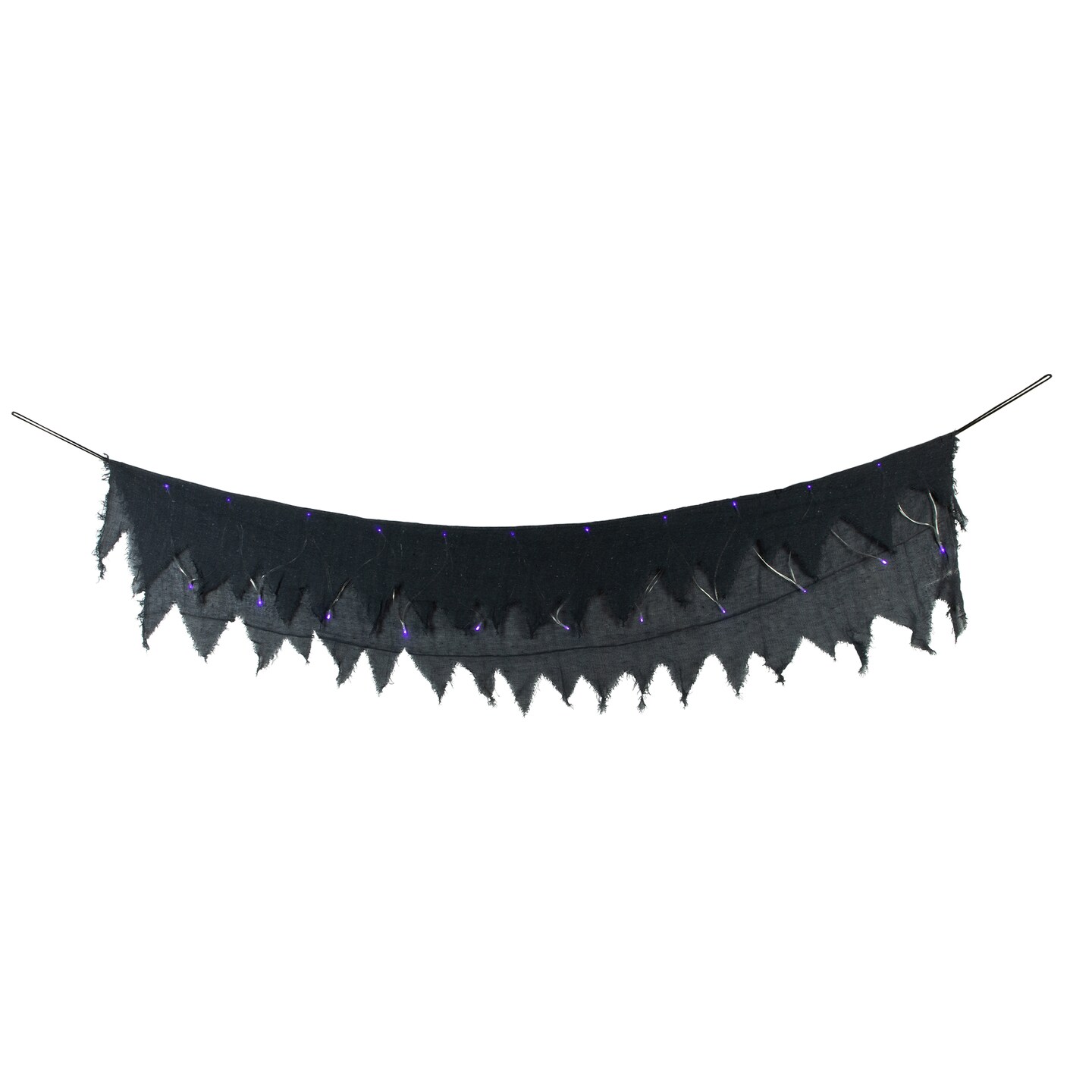 Northlight Lighted Raggedy Halloween Valance- 5.75&#x27; - Purple LED Lights