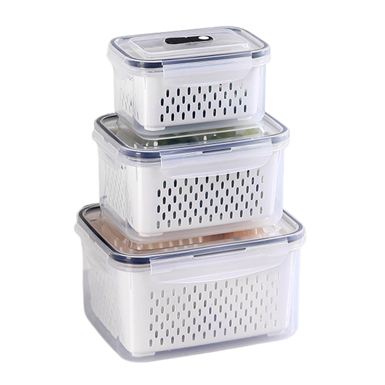 3/4/5Pcs Food Storage Box Large Capacity Double-Layer Design Food Grade Bpa Free Fridge Vegetables Fruits Container With