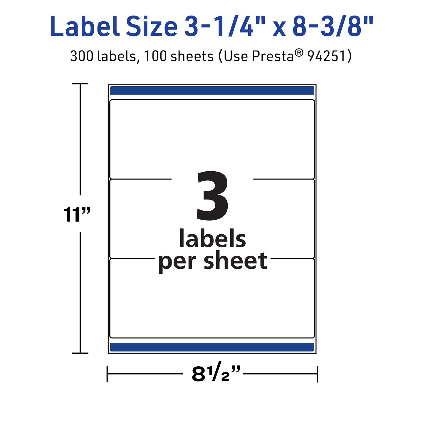 Avery TrueBlock Matte White Paper Labels,  3-1/4&#x22; x 8-3/8&#x22; Rectangle