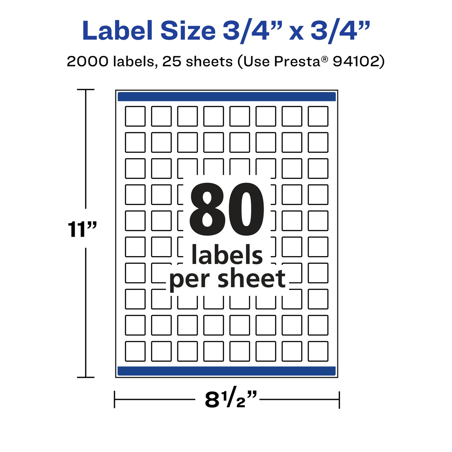 Avery Matte Clear Labels,  3/4&#x22; x 3/4&#x22; Square
