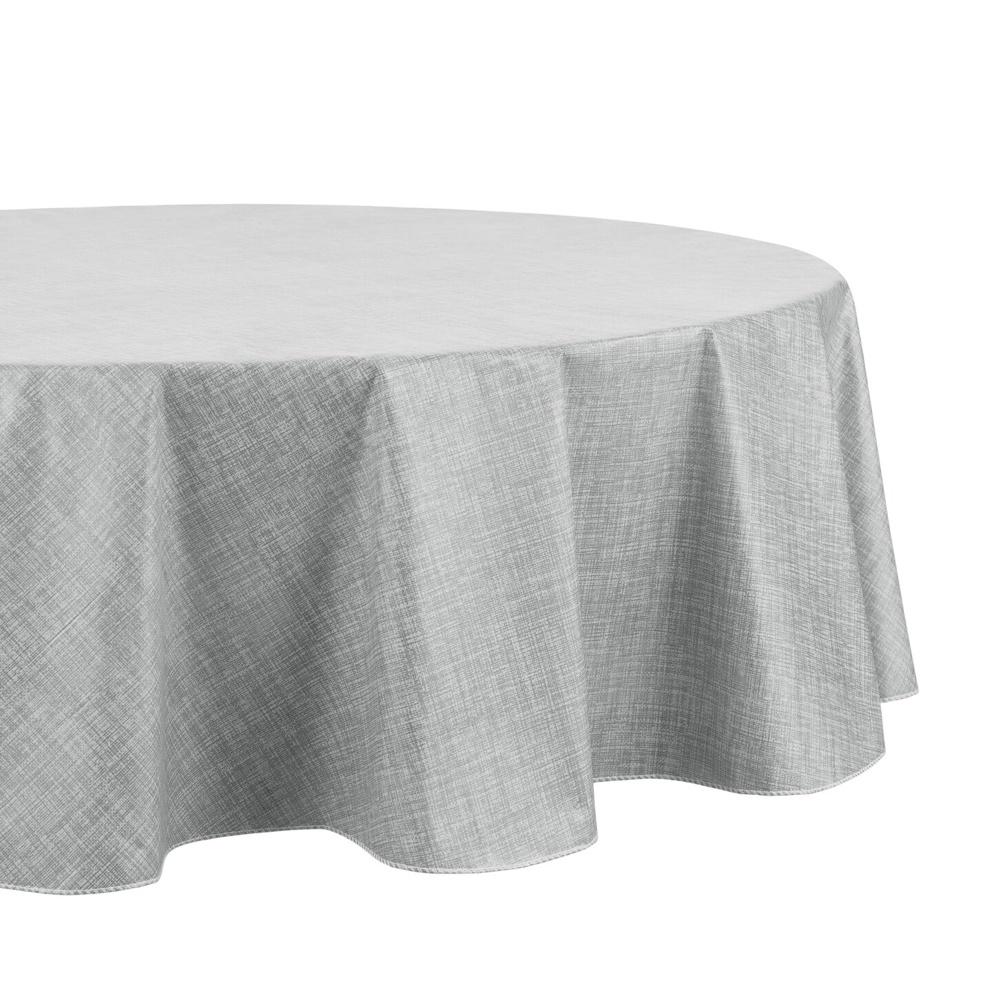 Threadmade Home Monterey Linen Texture Vinyl Indoor/Outdoor Tablecloth, Gray - 60"W x 84"L Oval