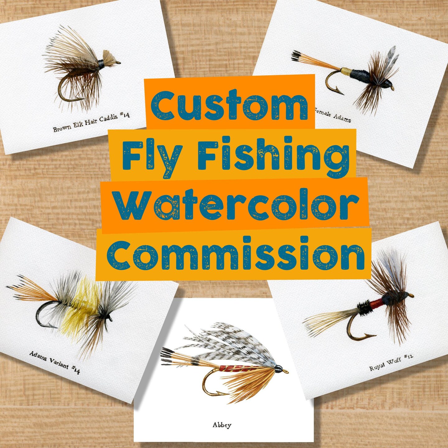 Custom Fishing Fly 5X5 Or 5X7 Original Watercolor Painting, Fishing Lure,salmon Fly,trout Fly,fishing Art,dad Gift,gift