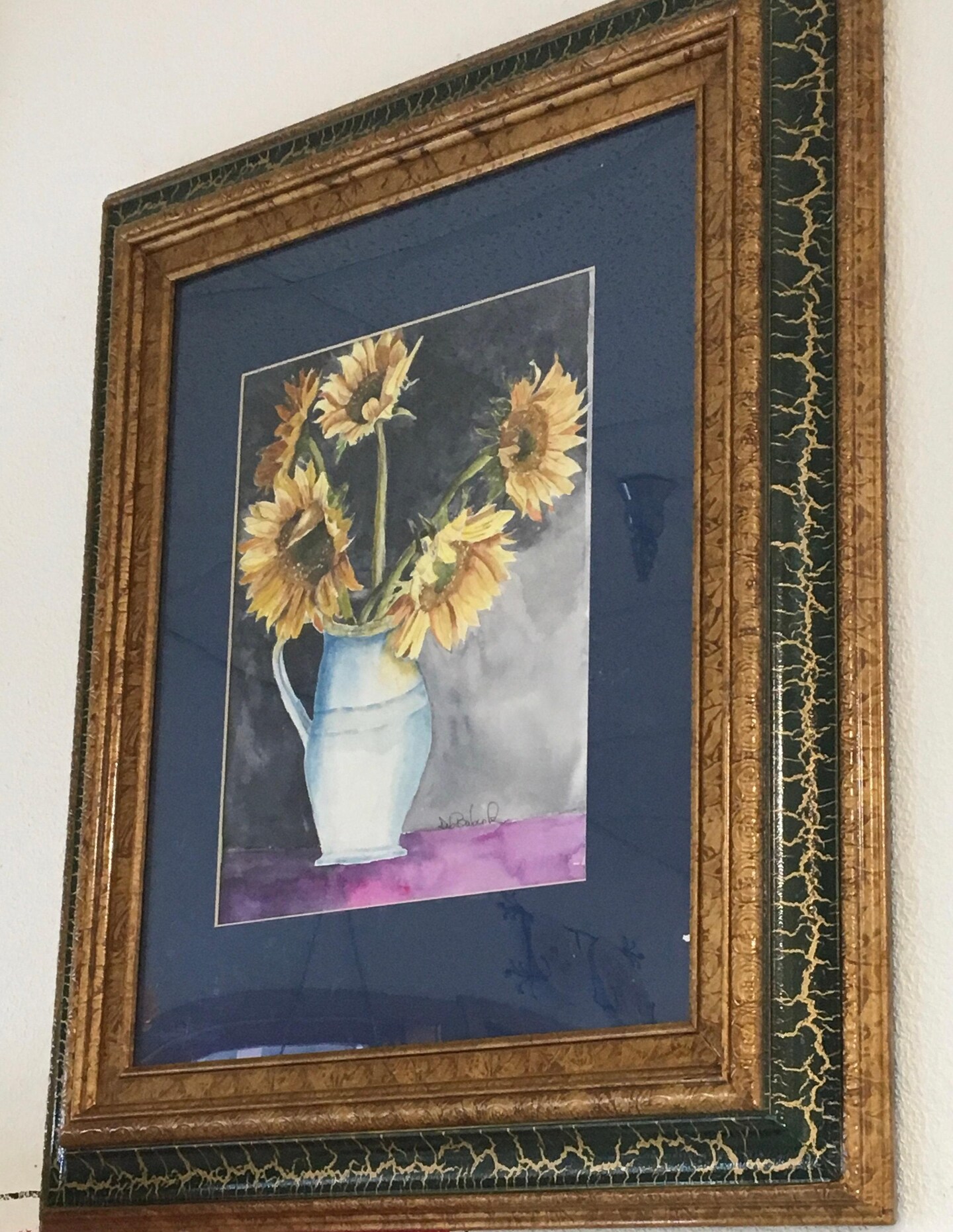 Sunflower Original Watercolor Painting. Vase of Sunflowers