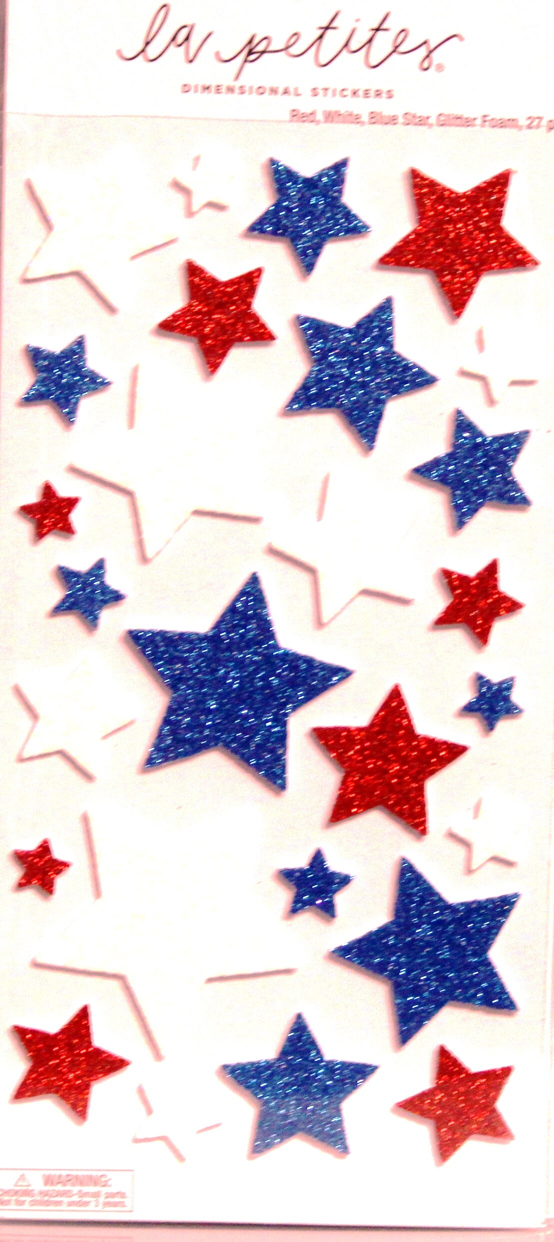 La Petites Red, White, Blue Star Glitter Dimensional Foam Stickers