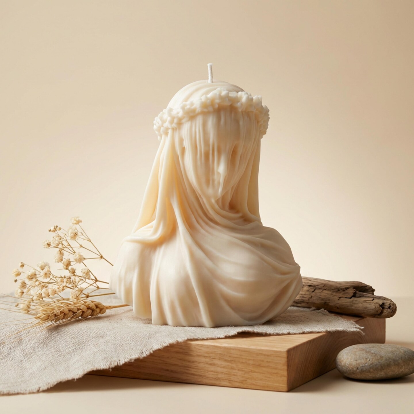 Veiled Lady Candle, Extra Large Sculptural Candle Art, Dark