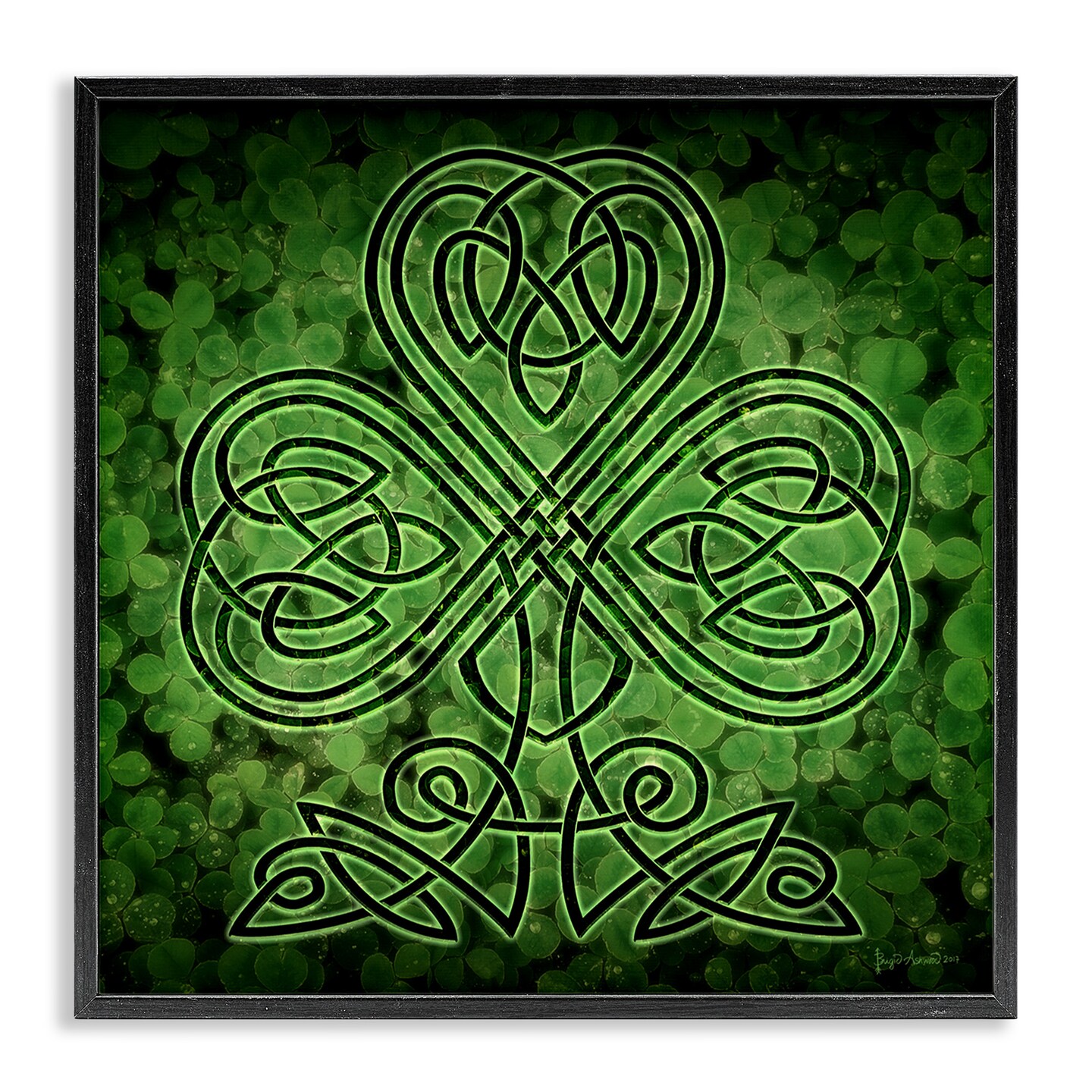 Stupell Industries Green Celtic Shamrock Knot Framed Giclee Art