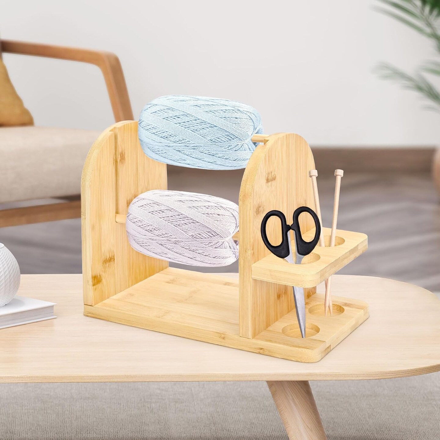 Wooden Yarn Holder for Knitting Crochet