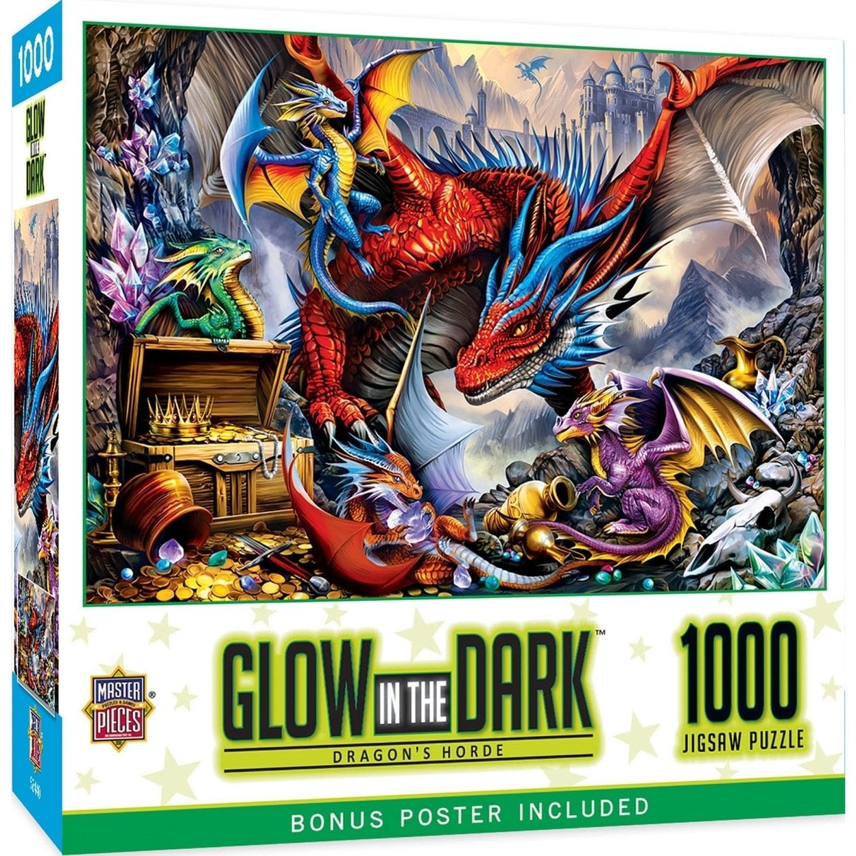 Glow In The Dark 1000 Piece Dragons Horde Jigsaw Puzzle Family Game Night