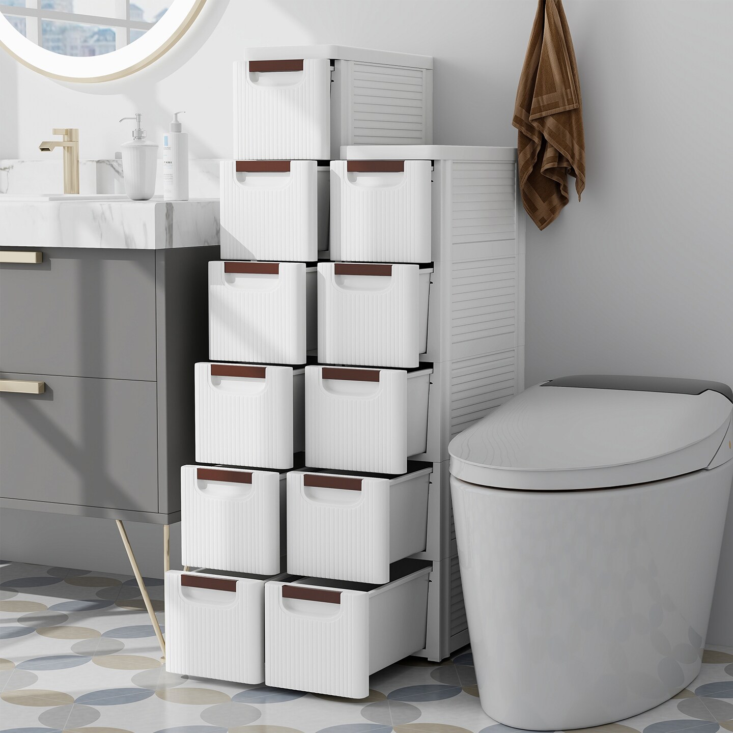 Rolling Organizer Unit Narrow Storage Cabinet with Built-In Wheels for Small Space-6-Drawer