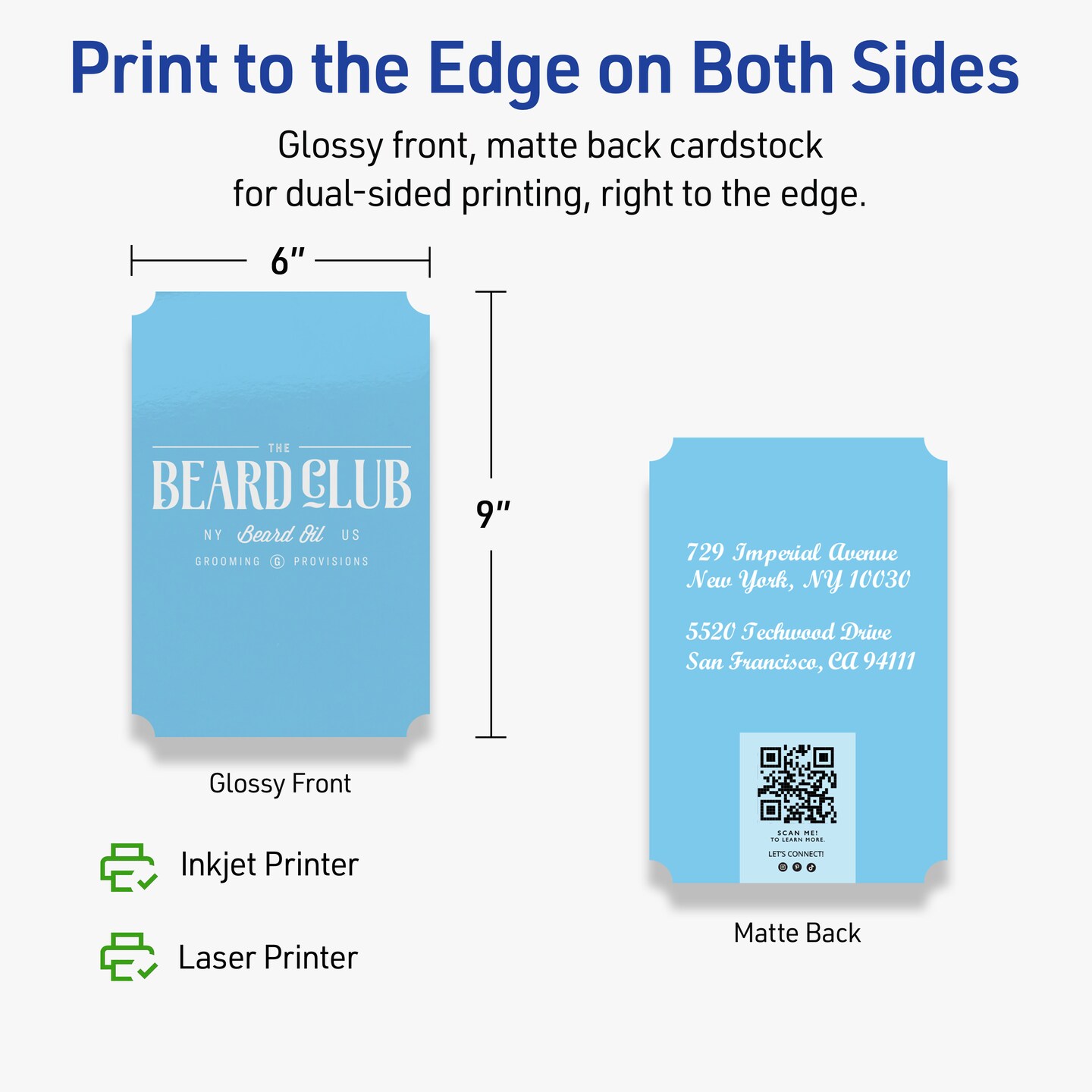 Avery Glossy White Postcards, 6" x 9" Rectangle Scalloped Edge