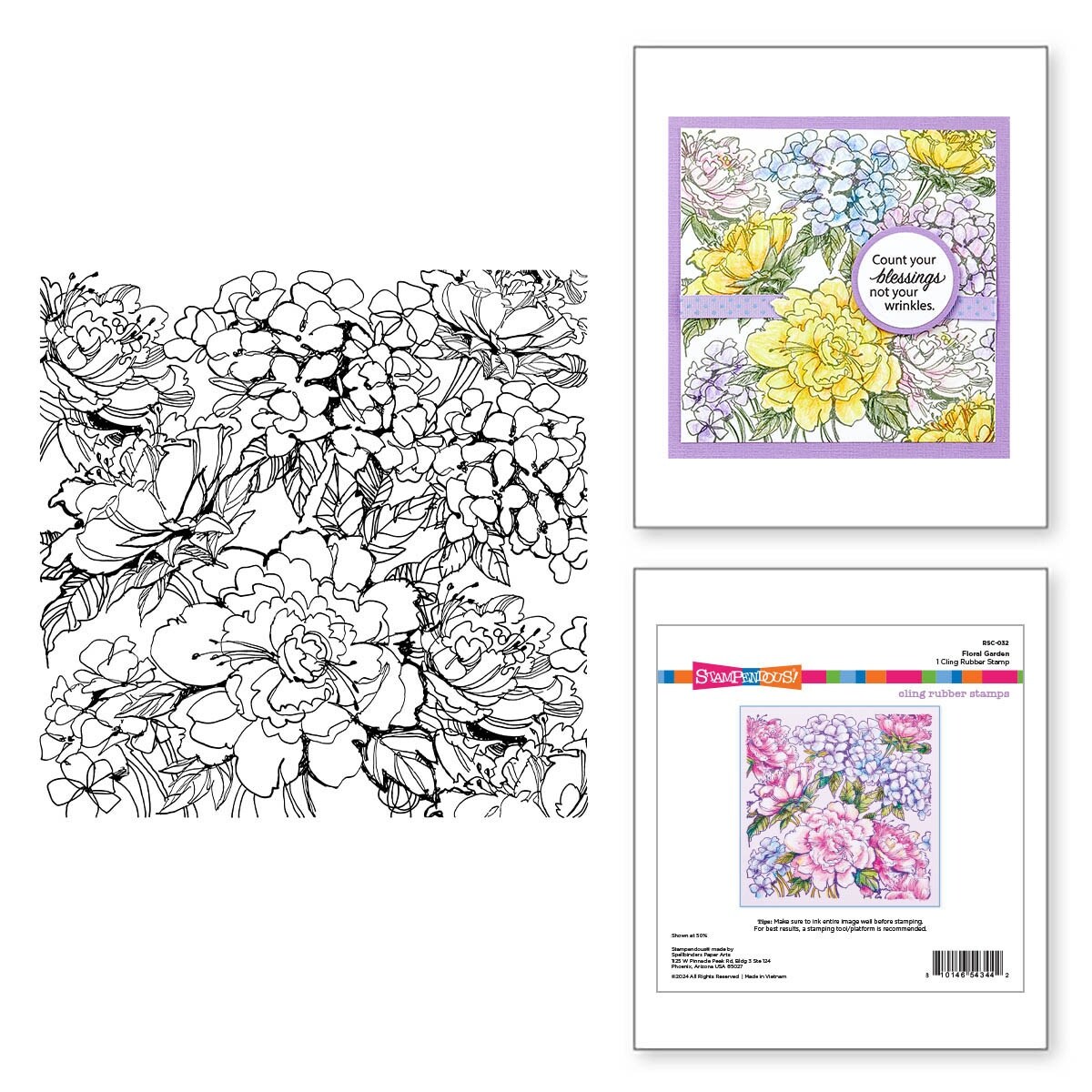 Stampendous Cling Rubber Stamp From Beautiful Backgrounds-Floral Garden