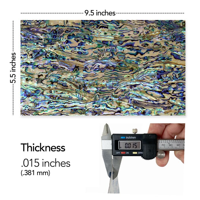 Shell Veneer, 5.5 x 9.5 inches | WMOP, BMOP, Abalone | Includes 3M Adhesive Sheet for Application, Great for Inlay Projects