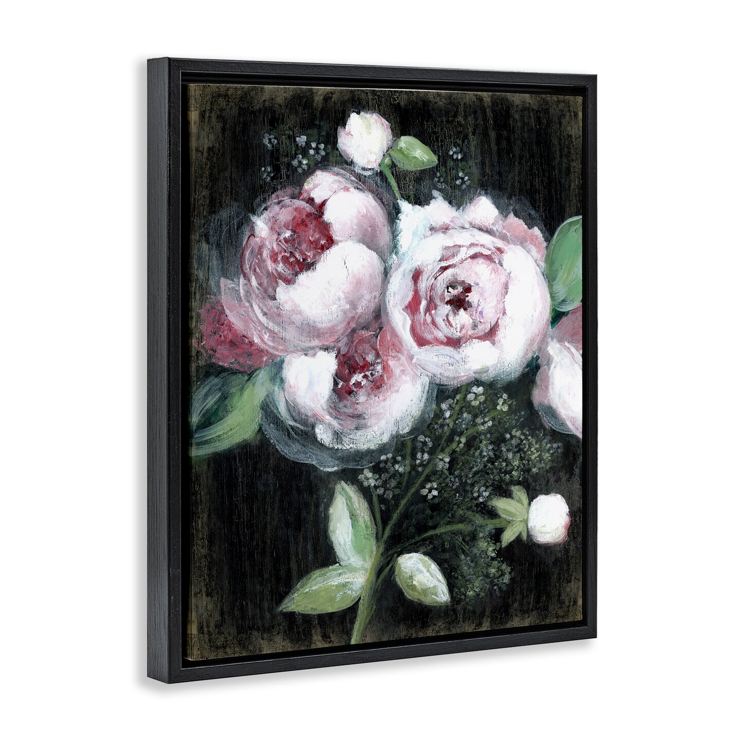Stupell Industries Moody Roses on Black Floater Framed Canvas Wall Art Design by Janet Tava