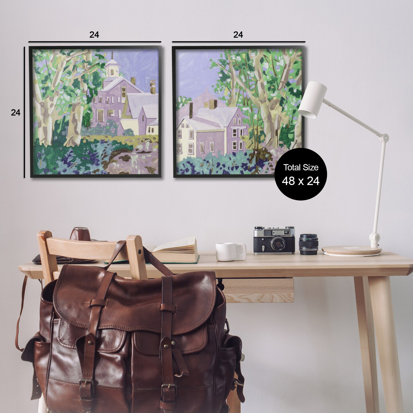 Stupell Industries Quaint Scenic Houses 2pc Framed Giclee Wall Art Set Design by Melissa Wang